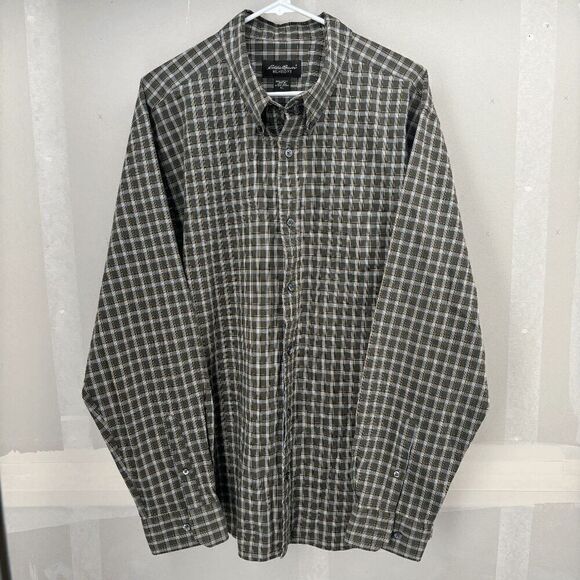 Eddie Bauer Relaxed Fit Men's Long Sleeve Shirt Green Small Plaid Size XL Heavy - Picture 1 of 6